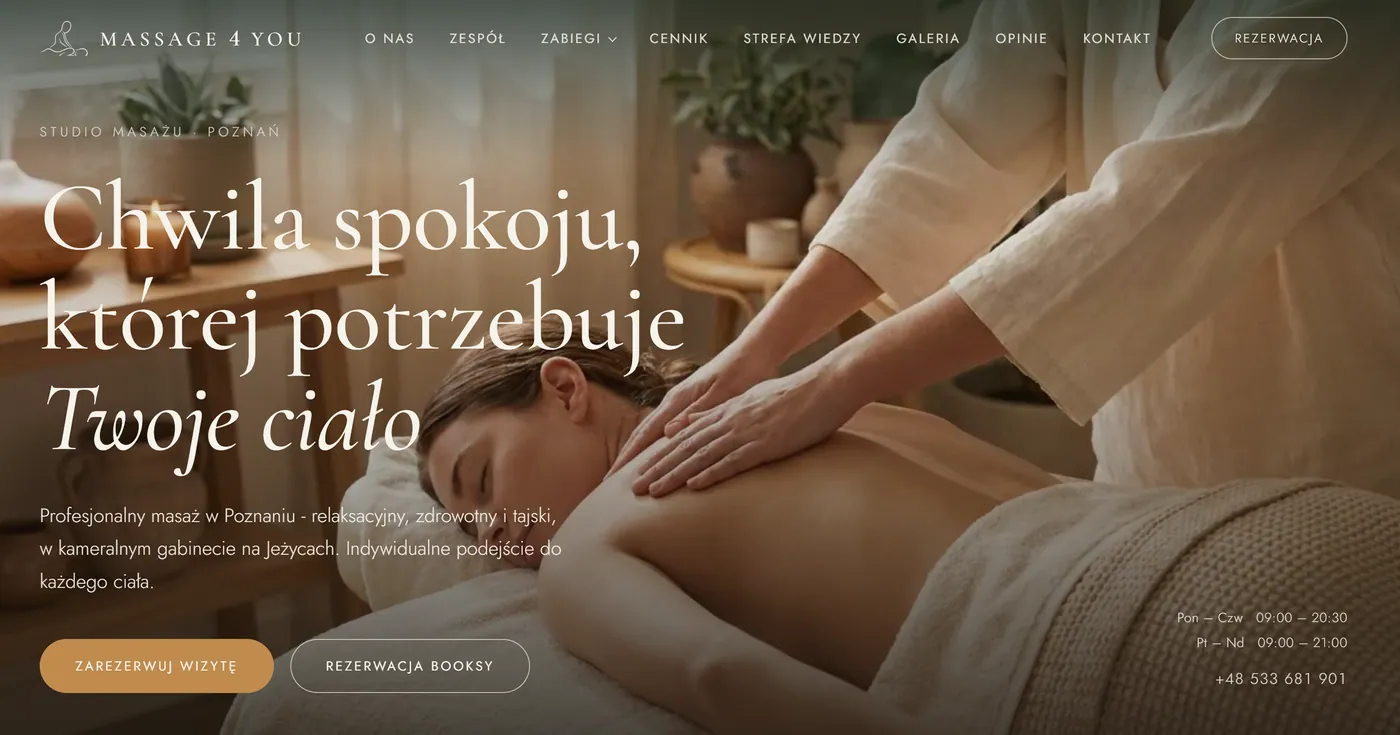 Massage4You website homepage