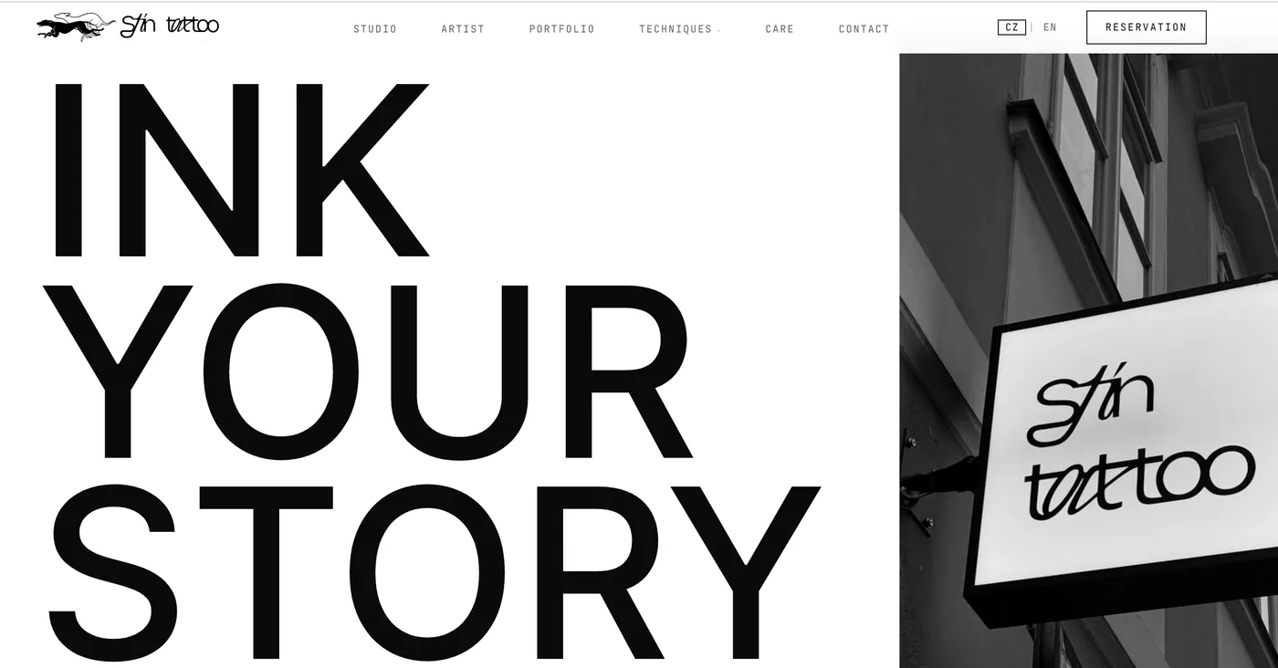 Stin Tattoo Studio website homepage